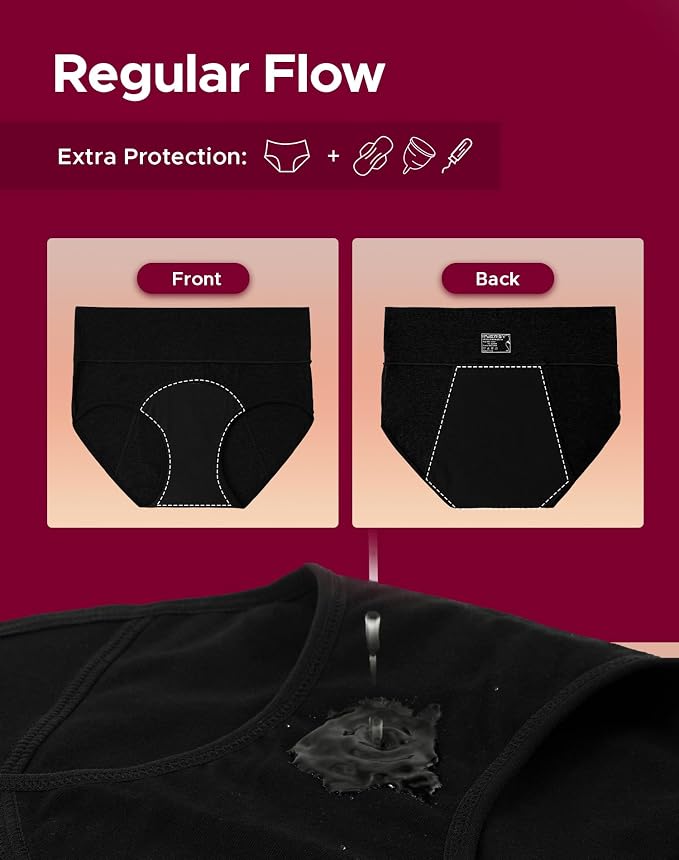 INNERSY Period Underwear for Women High Waisted Leak-Proof Postpartum Menstrual Panties 3-Pack