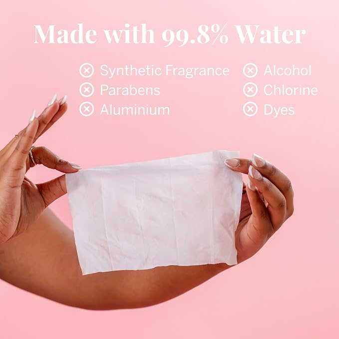 Pixie Feminine Wipes – Naturally Scented Rosewater + White Tea – Flushable, Biodegradable & pH Balanced – Individually Wrapped Wipes for On The Go – Cleaner for Menstrual Cups & Discs (20 Count)