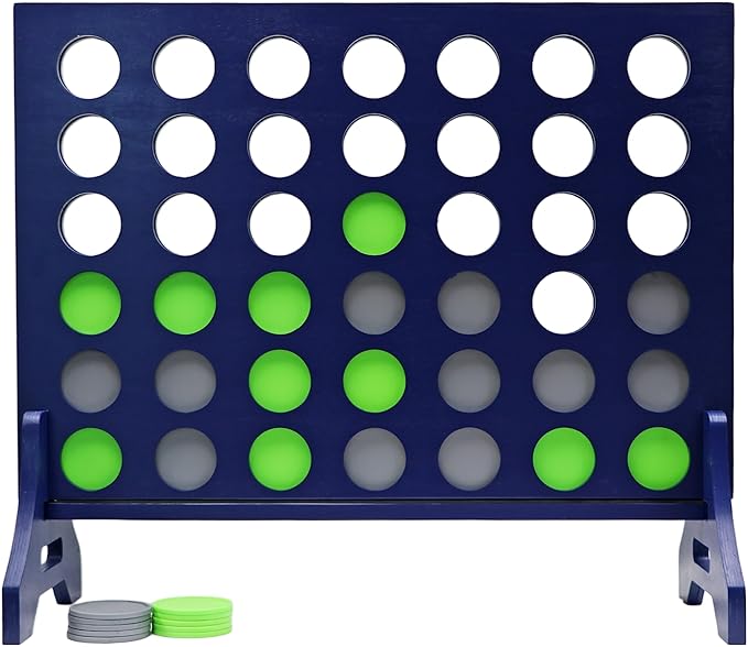 Tailgating Pros Premium Navy Giant Four in a Row with Carrying Case - Jumbo Oversized Outdoor Yard Game - Connect Multiple Pucks in a Row to Win - Many Puck Colors Available!