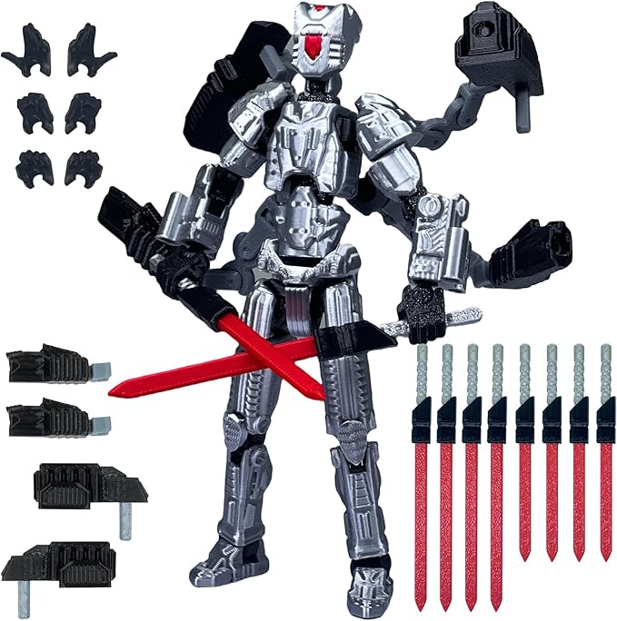 2PCS T13 Action Figure Already Assembled, 3D Printed Multi-Jointed Movable Robot 13 Action Figures Desktop Decorations for Game Lovers Toy, for Collectors Desktop Decorations (Yellow Gray)