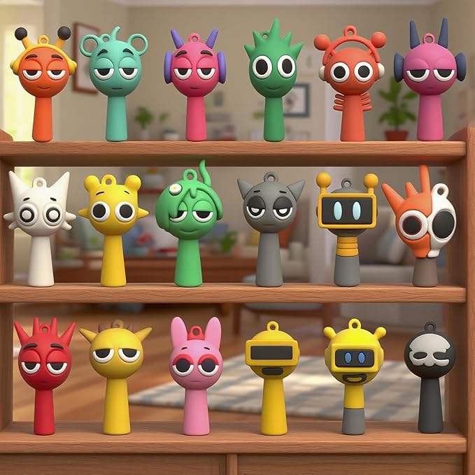 18 PCS Sprunki Colorful Figurines Toy Set, Sprunki Game Action Figures Mystery Box, Fun Toys Gifts for Kids