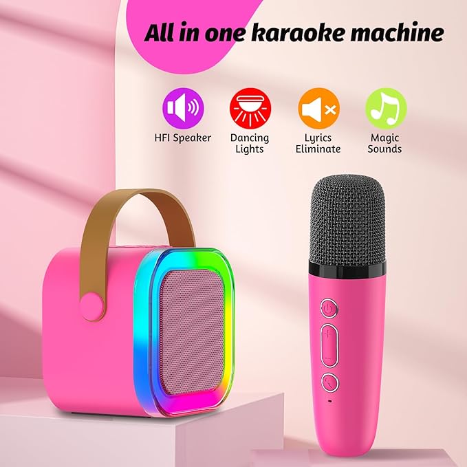 Kids Karaoke Microphone Machine Toy, 4-12 Years Old Girls Christmas Birthday Gift for Girls, Karaoke Toys Gifts for Girls Ages 4, 5, 6, 7, 8, 9, 10, 12 +Year Old Birthday Party. (Red-01)
