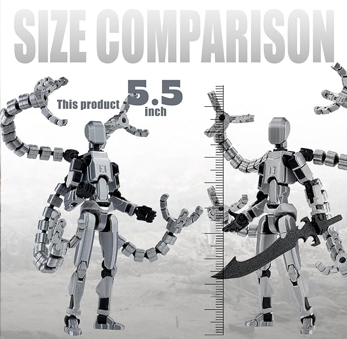 Already Assembled T13 Action Figure Accessories,T13 Multi-Jointed Movable,for Collectors Desktop Decorations t-13 Movability 3D Printed Toys (Blue, 5.5 Inch)