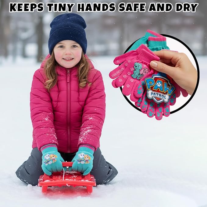 Nickelodeon Girls' Paw Patrol Ski Gloves - Marshall, Chase, Rubble Ski Gloves or Mittens (2-7)