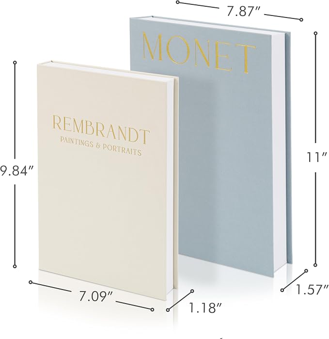 Beautiful Decorative Books - Set of 2 Linen Boxes Enhance Your Coffee Table, Bookshelf or Mantel Decor - Stylish Fake/Faux Books for Modern Home Decoration, Photo Storage and as a Keepsake Box