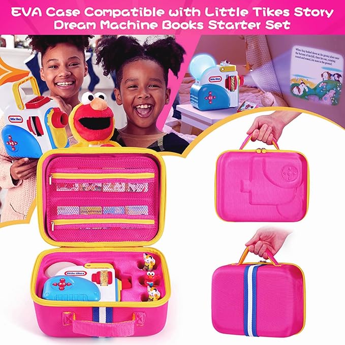 Hard Shell Case for Little Tikes Story Dream Machine Books Starter Set, Many Story Collection, Storytime/Little Golden Book Toys Storage Travel Bag (Rose Pink, Small)