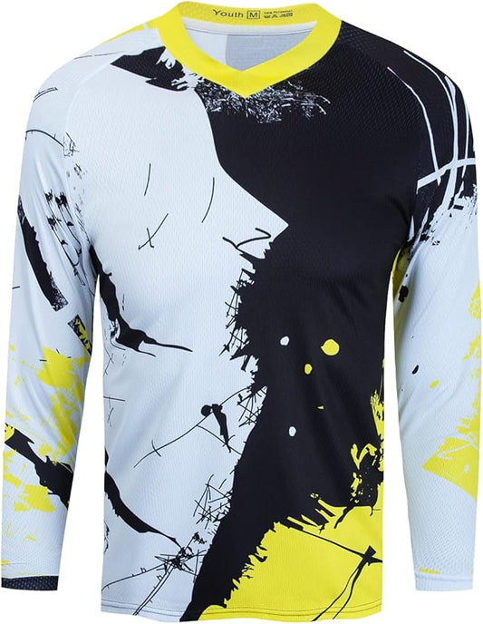 Boy Girl Cycling Jersey Kids Mountain Bike Motocross Long Sleeve Shirt Biking Tops 4-14 Years