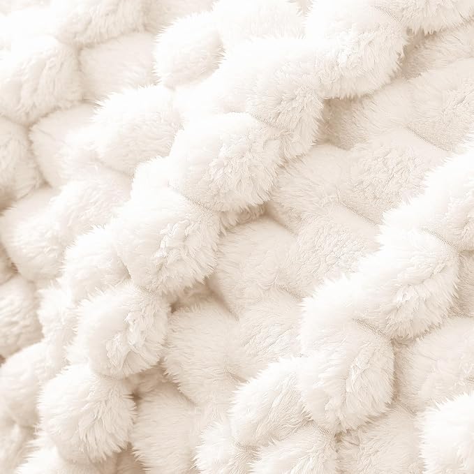 Whale Flotilla Soft Fleece King Size Bed Blanket Luxury 3D Jacquard, Ivory | Lightweight Breathable Coverlet Bedspread for All Seasons, Super Cozy Plush Fluffy Fuzzy Decorative Blanket for Bed, 90"x104"