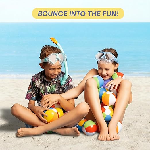 Top Race Mini Beach Balls Bulk - 5 Inch Inflatable Balls for Summer Party, Ocean Party Decorations, Pool Toys for Kids - Set of 25 Rainbow Beach Ball for Birthdays, Vacation, Pool, Hawaiian Parties