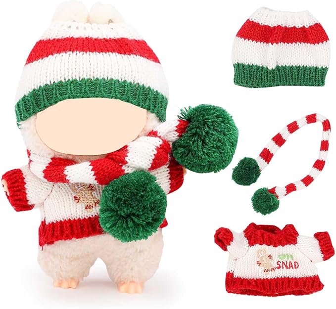 Doll Clothes for Labubu (for Standing/Sitting 17/15cm Plush Doll)(NO Doll)- Multiple Style Accessories Handcrafted Clothing Dress Up Included Headwear and Clothes for Girl Woman (CHTS1)