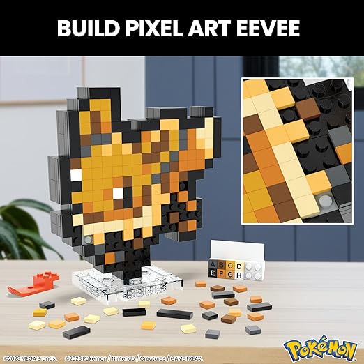 MEGA Pokemon Eevee 323 Piece Building Set Containing 1 Pixelated Retro Figure for Wall
