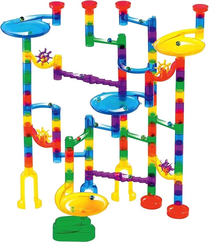 Marble Genius Marble Run - 130 Complete Pieces Maze Track Toys for Adults, Teens, Toddlers & Kids Aged 4-8 Years Old, (80 Translucent Marbulous Pieces + 50 Glass-Marble Set), Starter Set