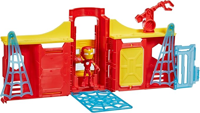 Spidey and his Amazing Friends Stark Tower Playset, Includes 4-Inch Iron Man Action Figure, Marvel Super Hero Toys for Kids 3 and Up