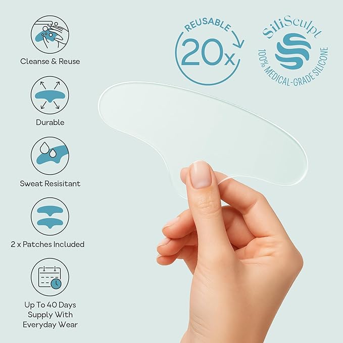 Reusable Silicone Anti-Wrinkle Patches for Forehead & Frown | Hypoallergenic, Moisturizing & Hydrating Patches for Creases, Fine Lines & Expression Lines | 2 pack (2 sets) | Up to 20 Uses
