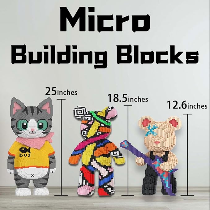 Rainbow Graffiti Bear Micro Building Blocks Set(3688Pieces) Animal Winktoys Blocks Bear Building Blocks Gift for Adult and Kid