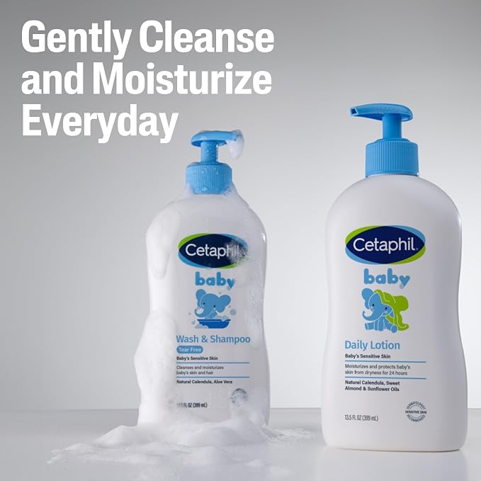 Cetaphil Baby Shampoo and Body Wash with Organic Calendula, Tear Free, Hypoallergenic, Ideal for Everyday Use, Dermatologist Tested, 7.8oz (Pack of 12)
