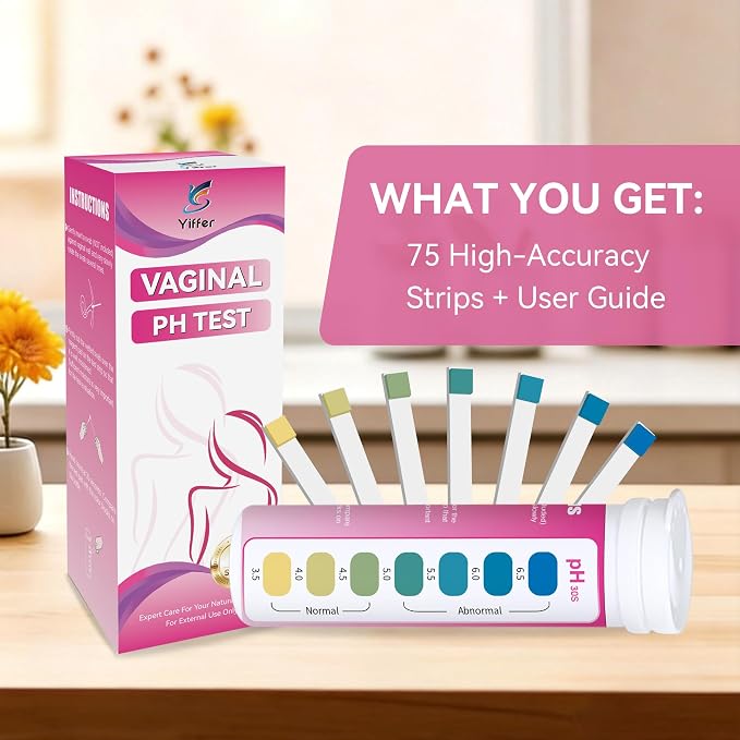 75-Count Vaginal pH Test Strips – At-Home Feminine Wellness Kit for Monitoring Balance, Yeast Infection & BV, Providing Accurate Results for Women