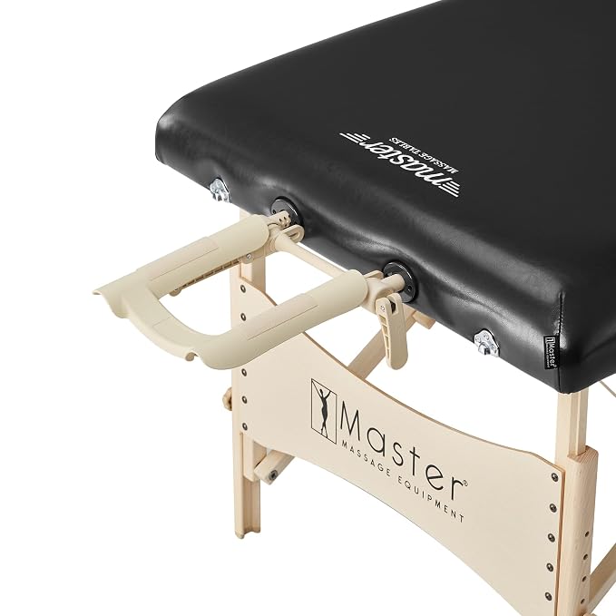 Master Massage 30 Inch Balboa Pro Portable Massage Table Package, Salon Beauty and Lash Bed-Wooden Folding and Foldable Tattoo Table-Black