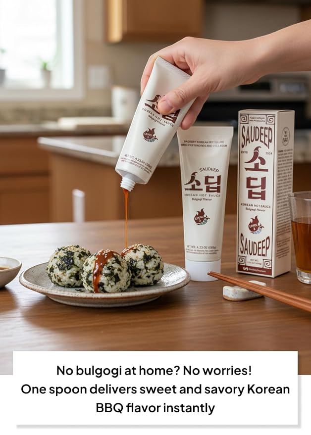 Korean Food Saudeep Bulgogi Sauce, Sweet & Savory, Mild Heat, 4.23oz KSauce | Korean-style sauce with sweet and savory umami flavor for rice, noodles, and vegetables