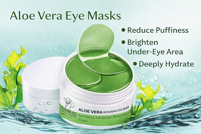 Under Eye Mask Aloe Vera – 60 Pairs Eye Patches for Dark Circles & Puffy Eyes – Hydrating Eye Mask