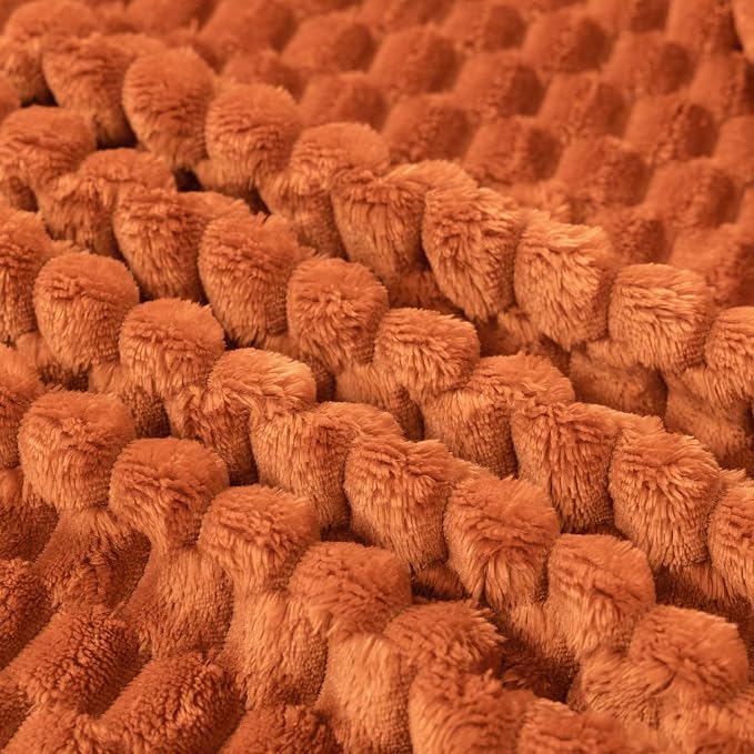 Bnuitland Orange Flannel Throw Oversized Blanket (King Size 108X90 inches), 300 GSM Fleece Cozy Warm Soft Home Decor Lightweight Bed Blanket for Adults,Suitable for All Seasons.