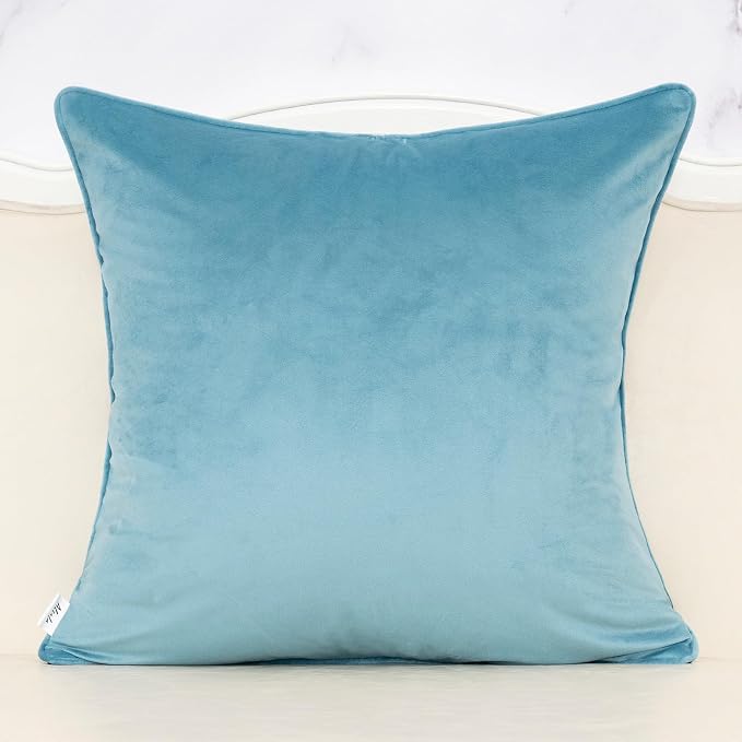 Alerfa Blue Floral Throw Pillow Cover 18 x 18 Inch Cut Velvet Sqaure Luxury Decorative Pillow Cover for Couch Living Room Bedroom