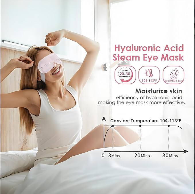 Ditoi Steam Eye Mask, Heated Eye Mask for Dry Eye Relief,Warm Compress with Hyaluronic Acid,Christmas Stocking Stuffers,Travel Essentials & Relaxation Gifts,Rose 10 Packs