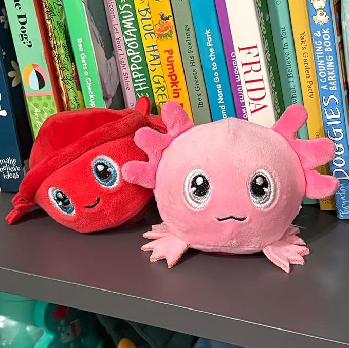 The Petting Zoo Axolotl Stuffed Animal Plushie, Gifts for Kids, Squishiez Sealife Animal Squeeze Toy, Pink Salamander Plush Toy, 3 inches