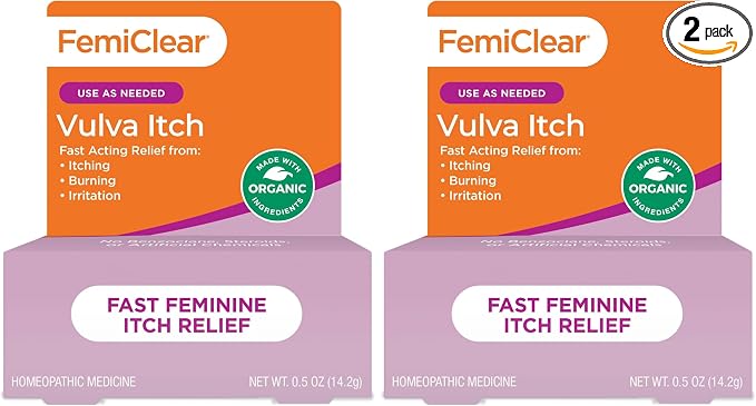 FemiClear Vulva Itch Relief Ointment, Fast-Acting, 0.5 Oz, Pack of 2