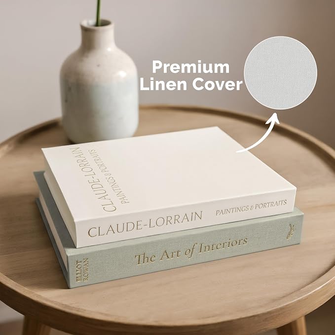 Vine Creations Decorative Books - Set of 2 Linen Hardcover Boxes with Storage - Aesthetic Fake Books for Decoration for Home, Shelf, Bookshelf Decor, Coffee Table Decor, as Storage or Keepsake Box