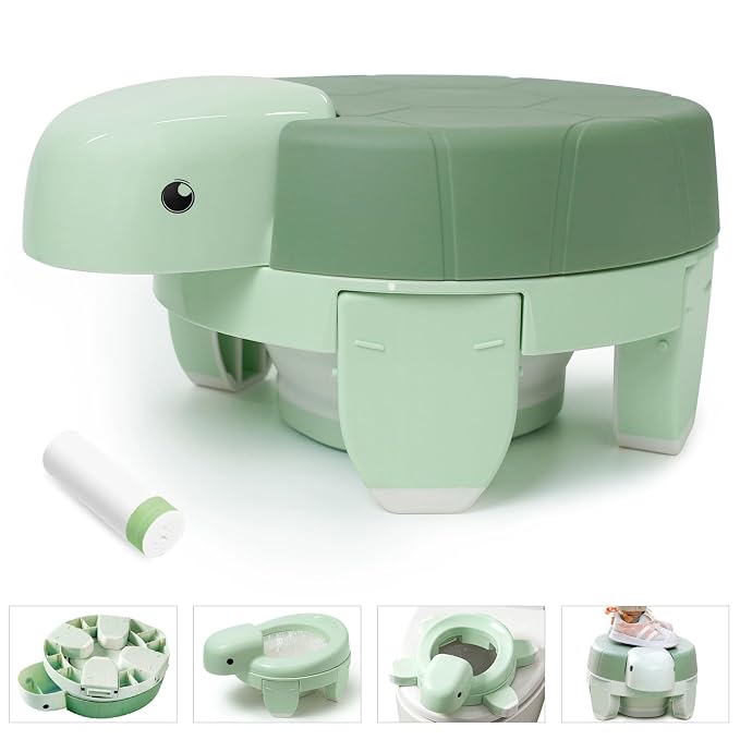 Portable Toddler Potty, Foldable Travel Potty for Children - 3-in-1 Multi-use Portable Kids Toilet, Light Green