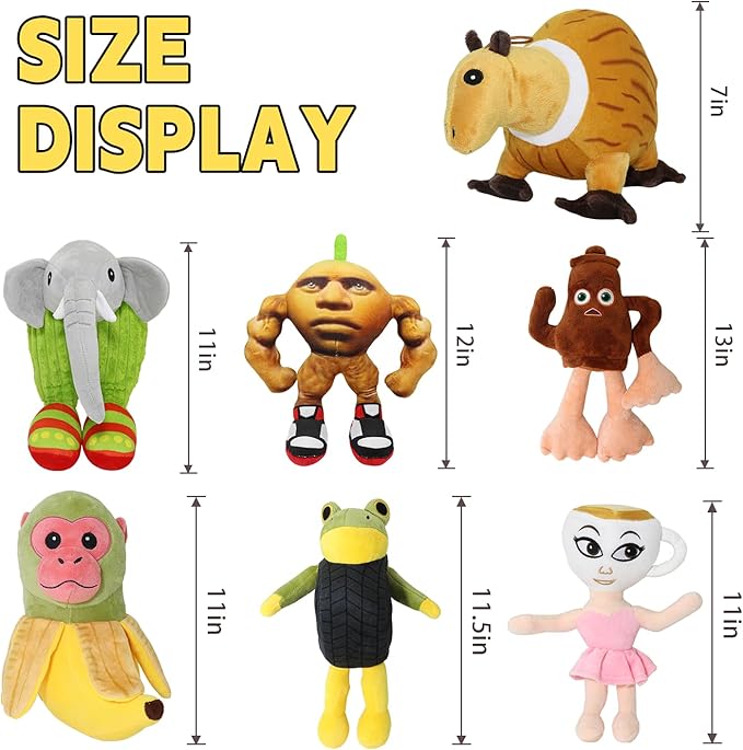 Italian Brainrot Plush,7pcs Italian Brainrot Toy Gift,Cute Stuffed Figure Doll for Kids and Adults Inspired Plush Toy