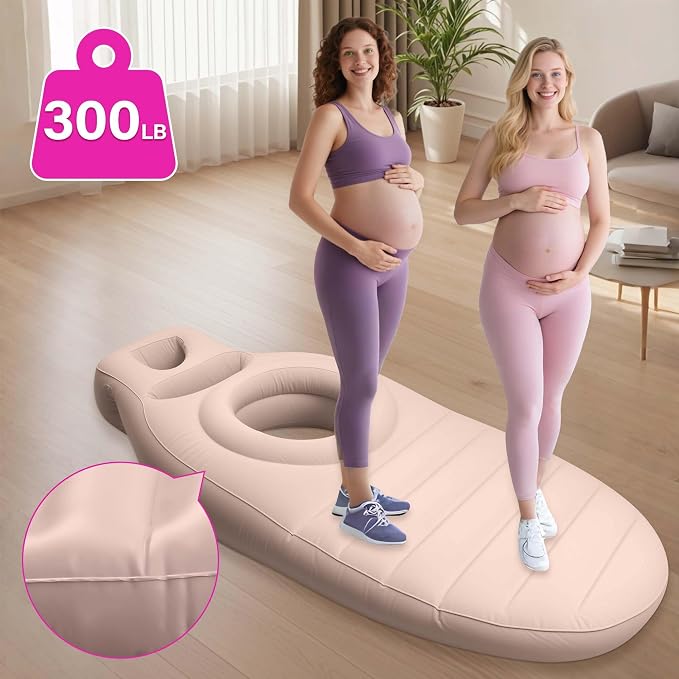 Inflatable Pregnancy Pillow with Belly & Face Opening,Full Body Maternity Airbed for Stomach Sleeping,Portable Prone Support Bed for Expecting Moms,Portable & Includes Electric Pump Gray