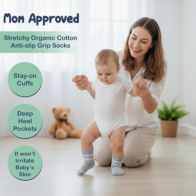 Mother's Choice Organic Cotton Baby Socks 6-12 Months Boys - 12 pairs Soft and Cozy Newborn Socks, Gentle Baby Gap Socks, Perfect Shower Gift, Infant Footwear for Everyday Comfort and Little Ones