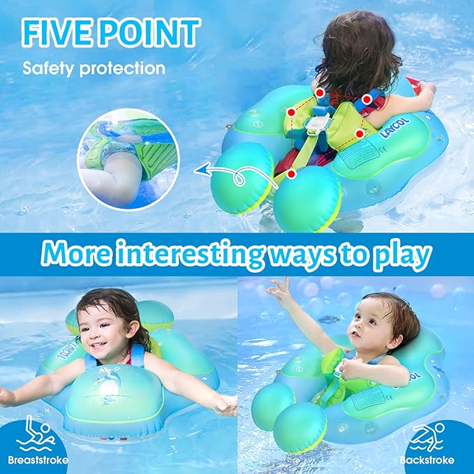 LAYCOL Baby Swimming Float with UPF50+ Sun Canopy Baby Floats for Pool No Flip Overbaby Pool for Baby Age of 3-36 Months