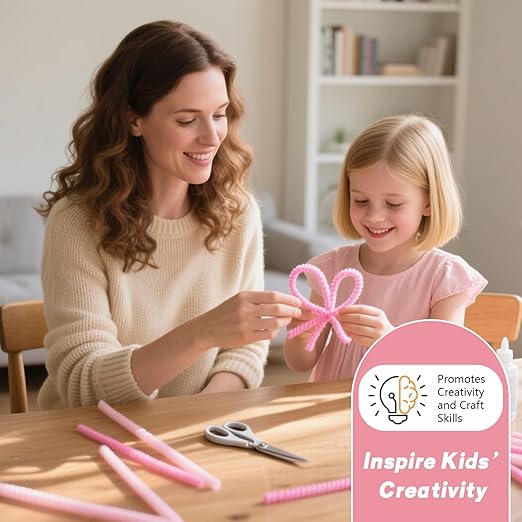 Pipe Cleaners Craft 300PCS 3 Colors Pastel Pink Pipe Cleaners Bulk 30CM Limpia Pipas para Manualidades Fuzzy Wire Chenille Stems for Arts Crafts and Creative DIY Projects Decorations