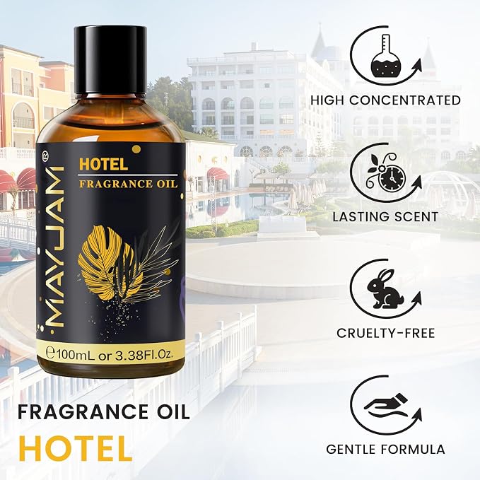 MAYJAM Hotel Fragrance Oil Essential Oils for Diffusers, 3.38FL.OZ | Inspired by Ritz Carlton Hotel, Long Lasting Hotel Diffuser Oil for Soap Candle Making