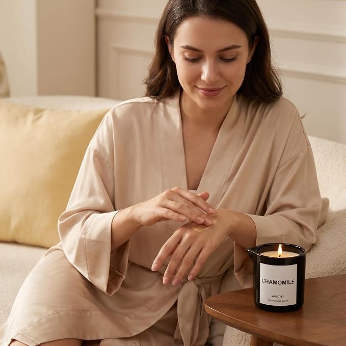 Massage Oil Candle, Ultra Hydrating Body Care with Soybean Oil, Body Oil Candle, 8.1oz, Amazing Gift (Chamomile)