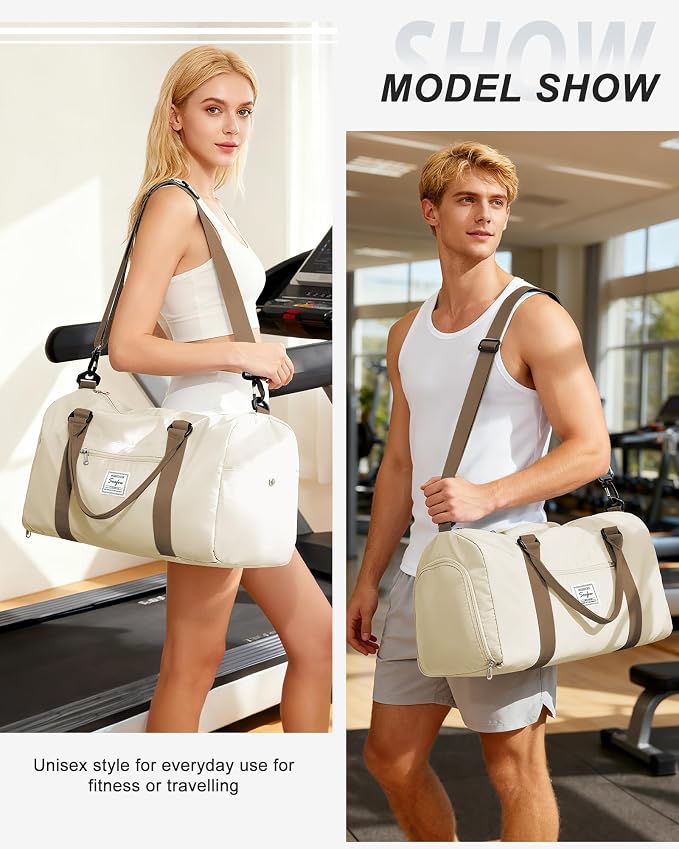 Gym Bag Womens Mens with Shoes Compartment and Wet Pocket Travel Duffel Bag for Women for Plane Sport Gym Tote Bags Swimming Yoga Small Waterproof Weekend Overnight Carry on Bag Hospital Holdalls