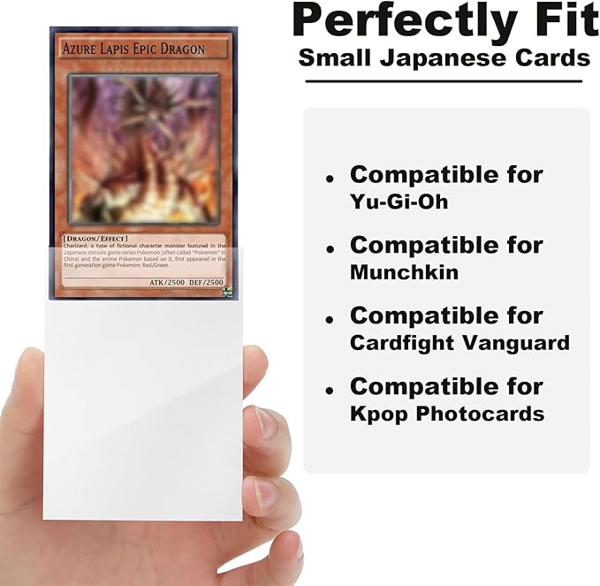 White Card Sleeve 200 Pack Compatible with Yu-gi-oh Card Sleeve Japanese Small Card Sleeves Photocard Sleeves 62x89mm, Back Textured Perfect Shuffling, Protect Your Japanese Sized Photocard Never Tear