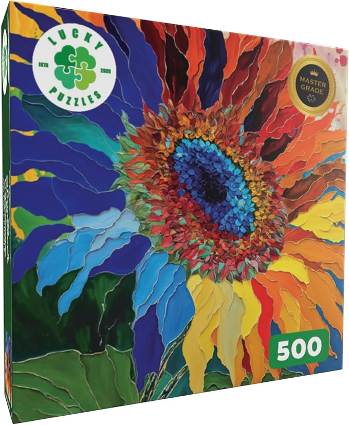 Lucky Puzzles – 500 Piece Jigsaw Puzzle for Adults | Sunflower Radiance | Floral Artwork Puzzle | Challenging Brain Teaser