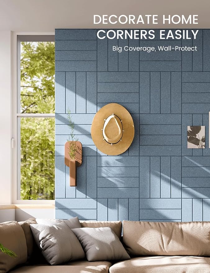 Fluxynara Felt Bulletin Board & Cork Board Alternative, Dusty Blue | 48" x 36" Pin board, Removable Adhesive Tabs, Easy Install Without Wall Damage, For Home Office Decor