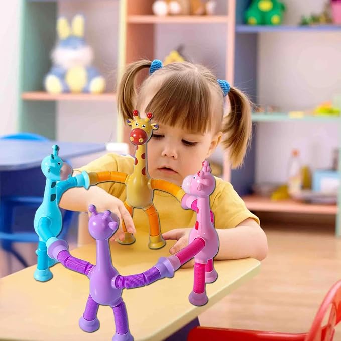 20 Pack Telescopic Suction Cup Giraffe Toy, Stretchy Giraffe SuctionAnimal Autism Sensory Toy for Toddlers, Travel Essential, Educational Classroom Treasure Box, Stretchy Giraffe Party Favors