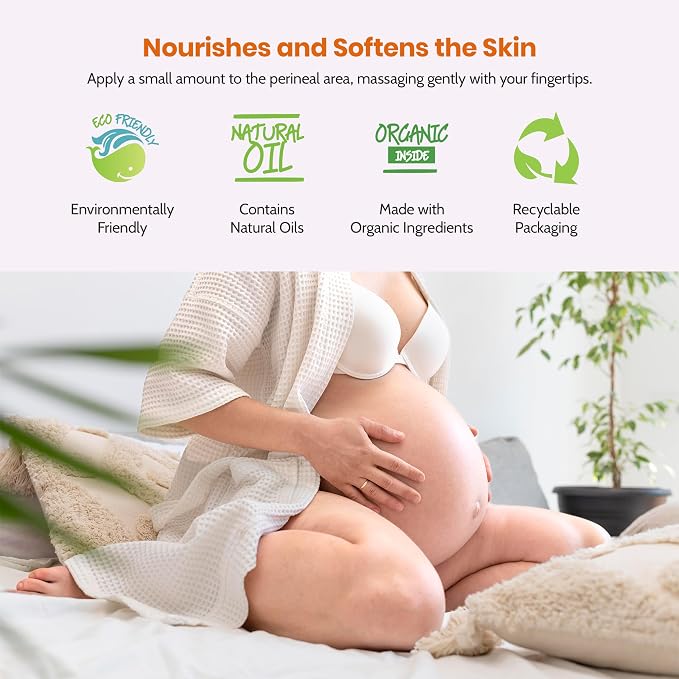 Mommy Care Perineal Massage Oil Labor Preparation, Flexible Perineal Massage Oil, Sweet Almond Oil for Pregnancy and Postpartum Recovery 100ml/3.38 fl.oz Organic All Natural
