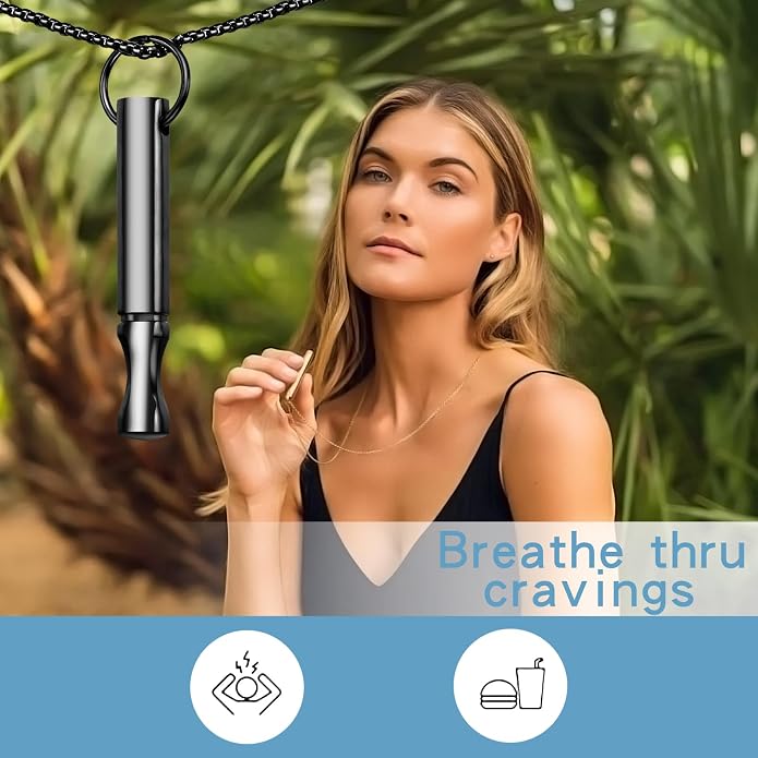 Mindfulness Breathing Necklace Stress Relief Pendant Stainless Steel Anxiety Breathe Necklace for Women Men