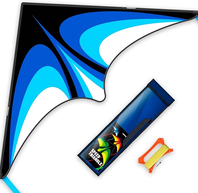 Delta Kite Set for Kids and Adults,Extremely Easy to Launch for Beginners, Perfect for Beaches and Parks,ites for Beach Trip Park Family Outdoor Games and Activities (Speed Triancle - BL, 1)