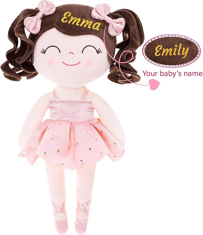 Gloveleya Personalized Name Ballerina Doll – Custom Plush Ballet Girl Doll 13", Unique Gift for Baby Shower, Birthday, Christmas & Holiday Keepsake for Toddlers and Little Girls
