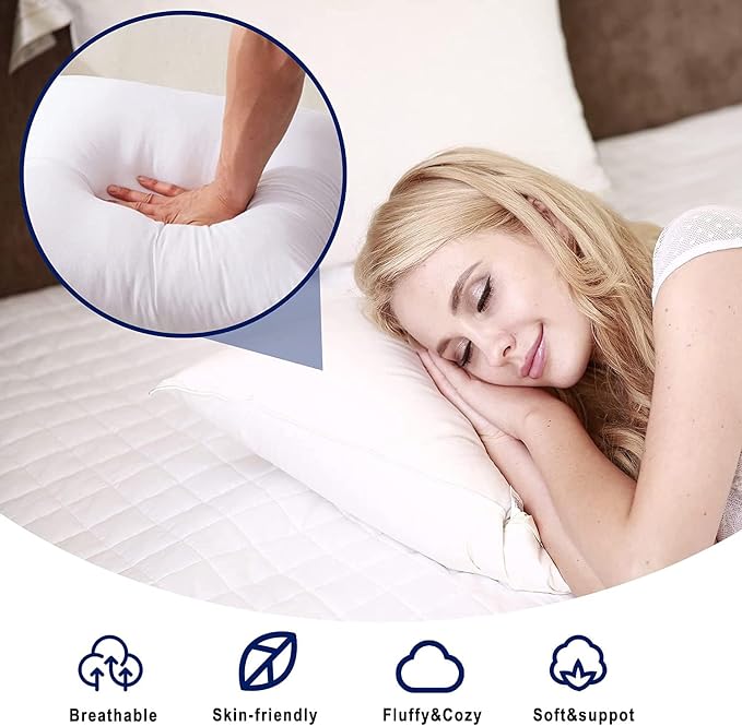 HITO 12x20 Pillow Inserts (Set of 2) - Decorative Square Throw Pillows White for Couch Bed Sofa