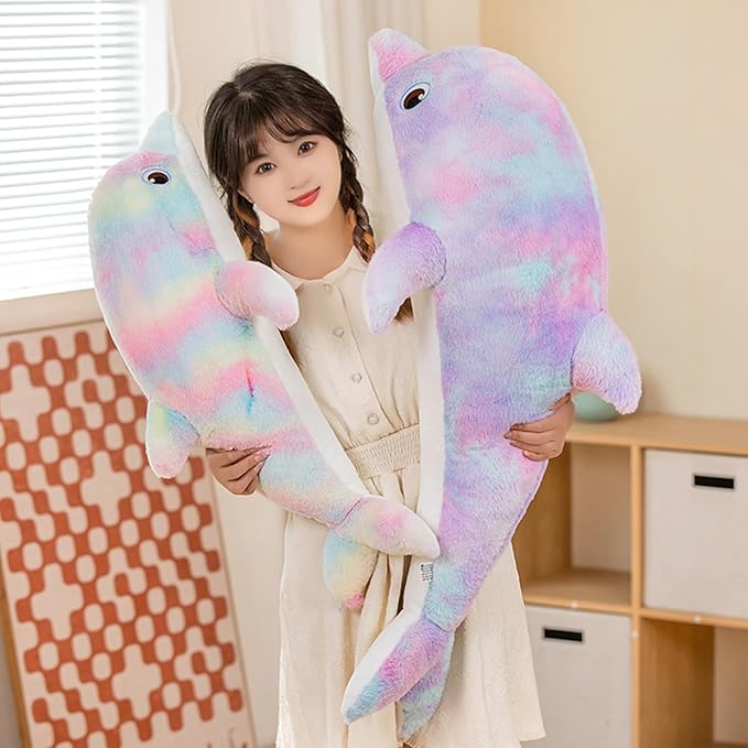 Dolphin Stuffed Animals Plush Pillows Soft Sea Animal Plush Toys Dolls Stuffed Animal Plushies Gifts for Kids (Purple Orchid-19.2 Inches)