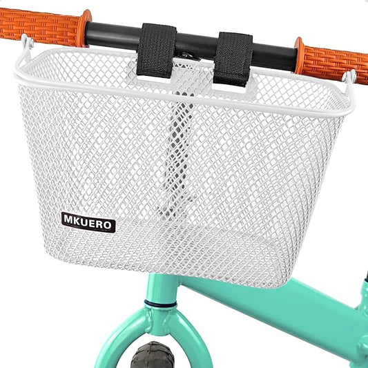 Kids Bike Basket - Front Bicycle Basket for Children, Metal, Cute Decorative Accessory for Kids Bikes & Scooters